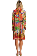 Wholesale Red Boho Print Long Sleeve Mini Dress for Resort Boutiques