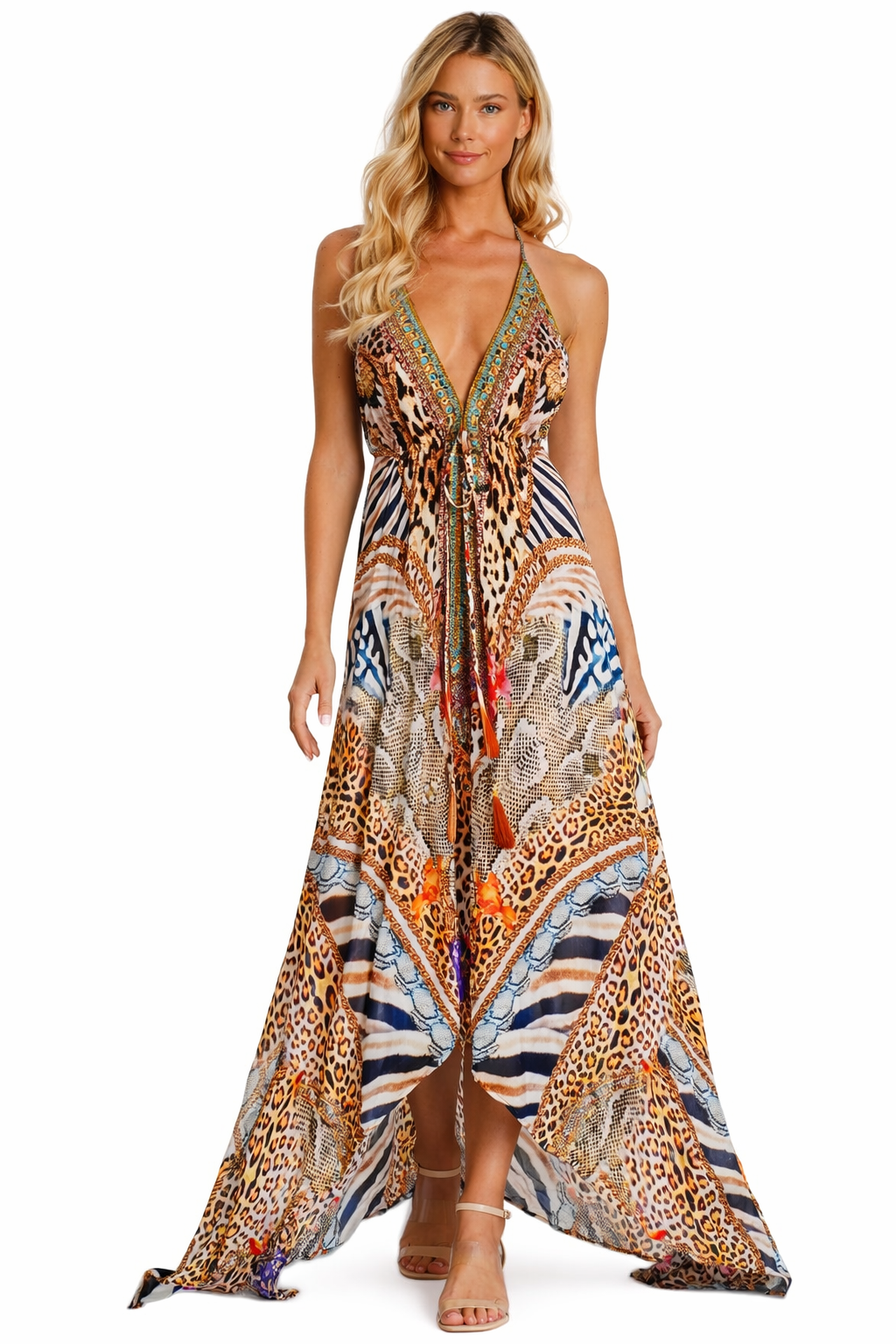 Paradise Floral Halter Maxi Dress | Wholesale Pack of 4